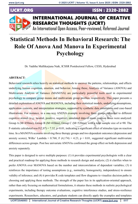 Statistical Methods in Behavioural Research