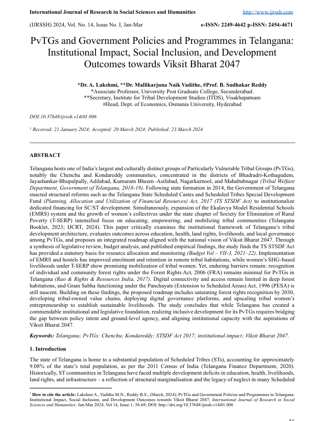 PvTGs and Government Policies and Programmes in Telangana